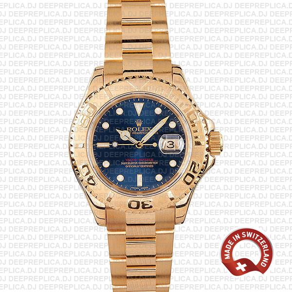 Rolex Yacht-Master 904L Stainless Steel 18k Yellow Gold Blue Dial Swiss Replica Watch