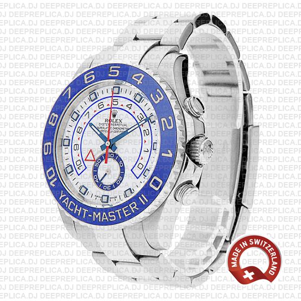 Rolex Oyster Perpetual Yacht-Master II 904L Stainless Steel White Dial 44mm with Blue Ceramic Bezel Watch