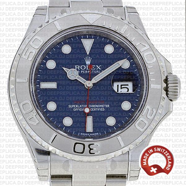 Replica Rolex Yacht-Master 40mm Platinum 904L Stainless Steel Blue Dial with Oyster Bracelet